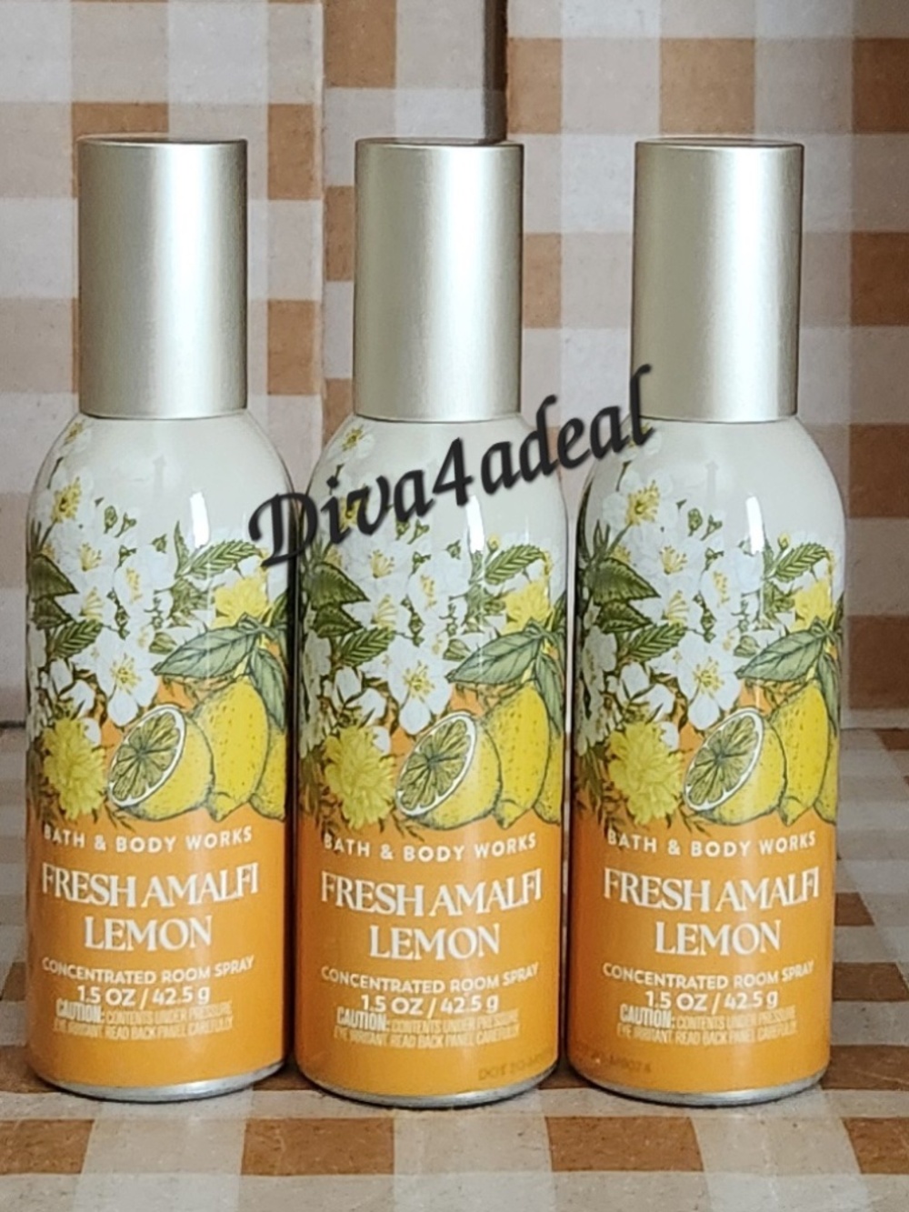 3X Bath & Body Works FRESH AMALFI LEMON Concentrated Room Spray Bundle